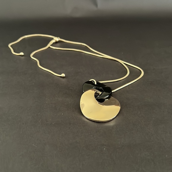 Chico’s Sleek Convertible Mixed-Metal Pendant Necklace Gold & Black New - No Tag - Picture 12 of 15